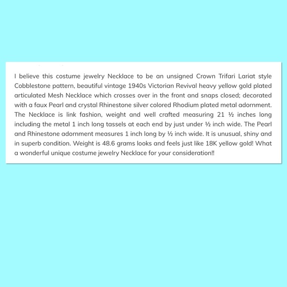 Trifari 1940's Victorian Revival unsigned necklace - Picture 5 of 5